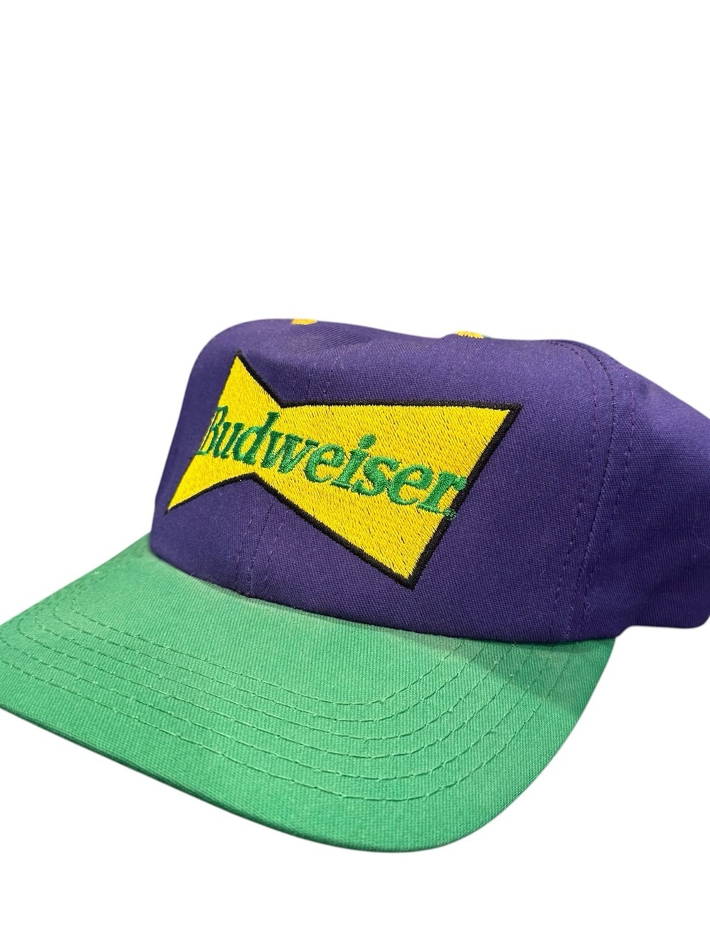 Vintage Budweiser strap back hat 90s purple green yellow